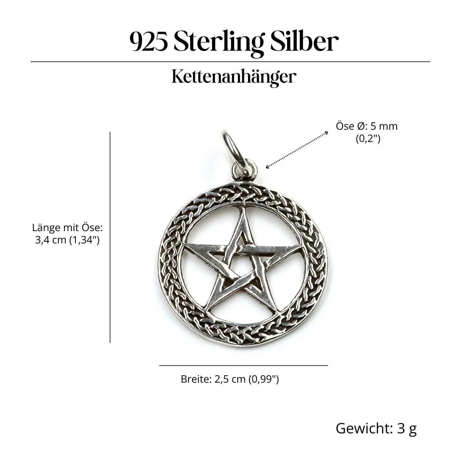 Pentagramm Silberschmuck Anhänger 925 Silber Amulett