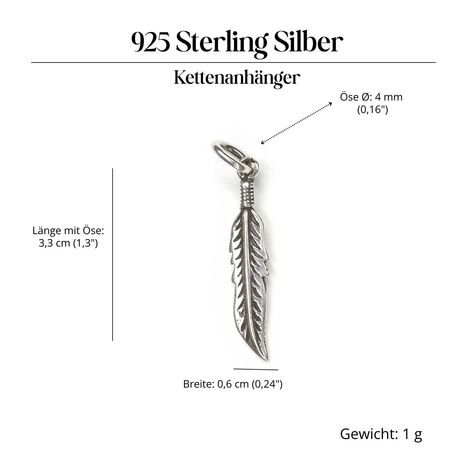 Feder Silberschmuck Anhänger 925 Silber Amulett