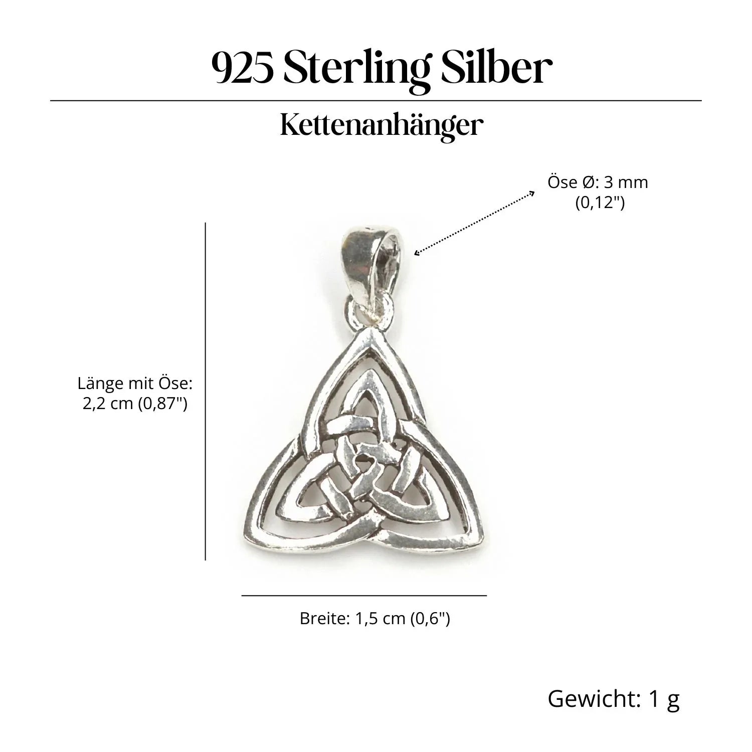 Celtic Jewelry Pendant Triangle Necklace Pendant 925 Silver