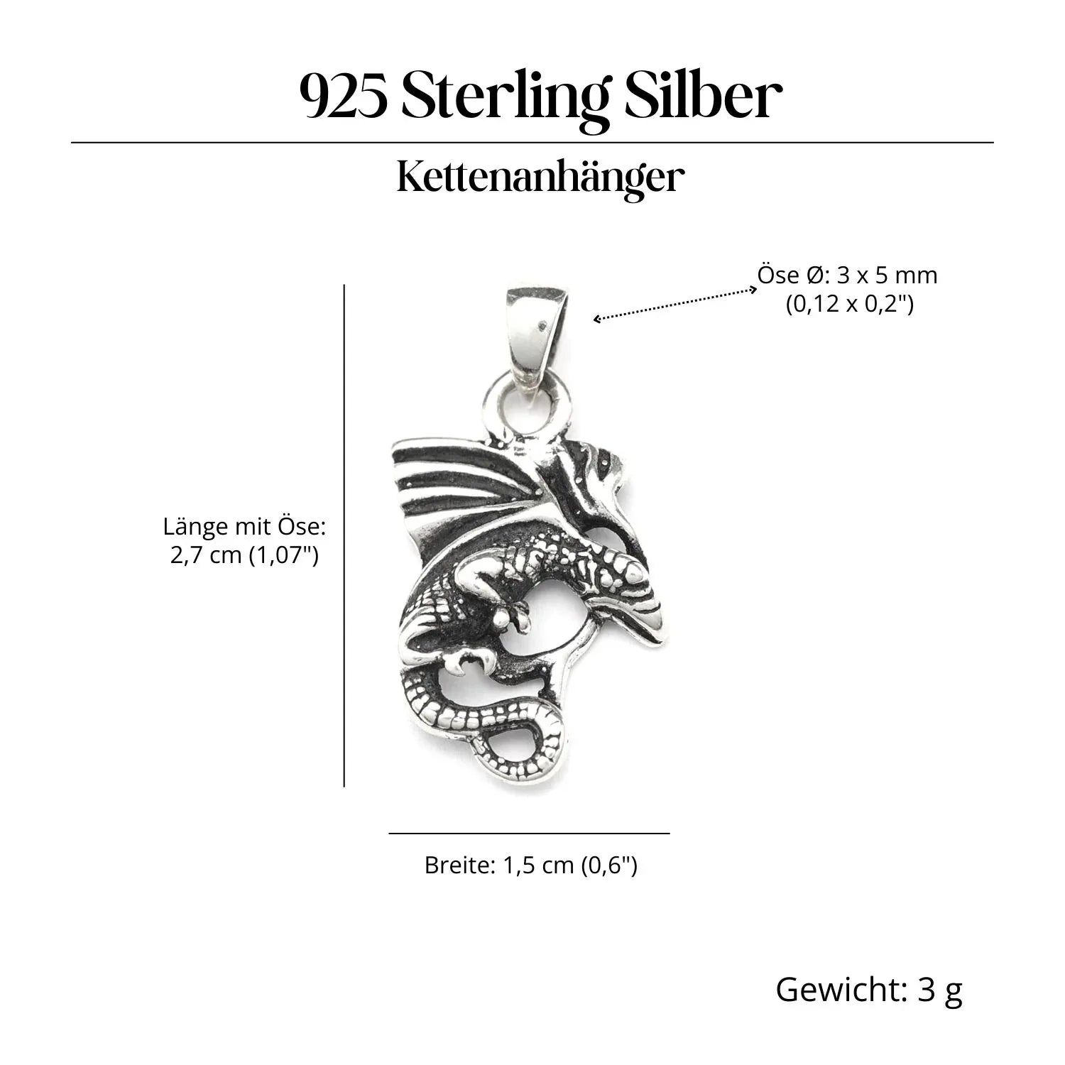 Drache mystisch Schmuck Anhänger 925 Silber Kettenanhänger
