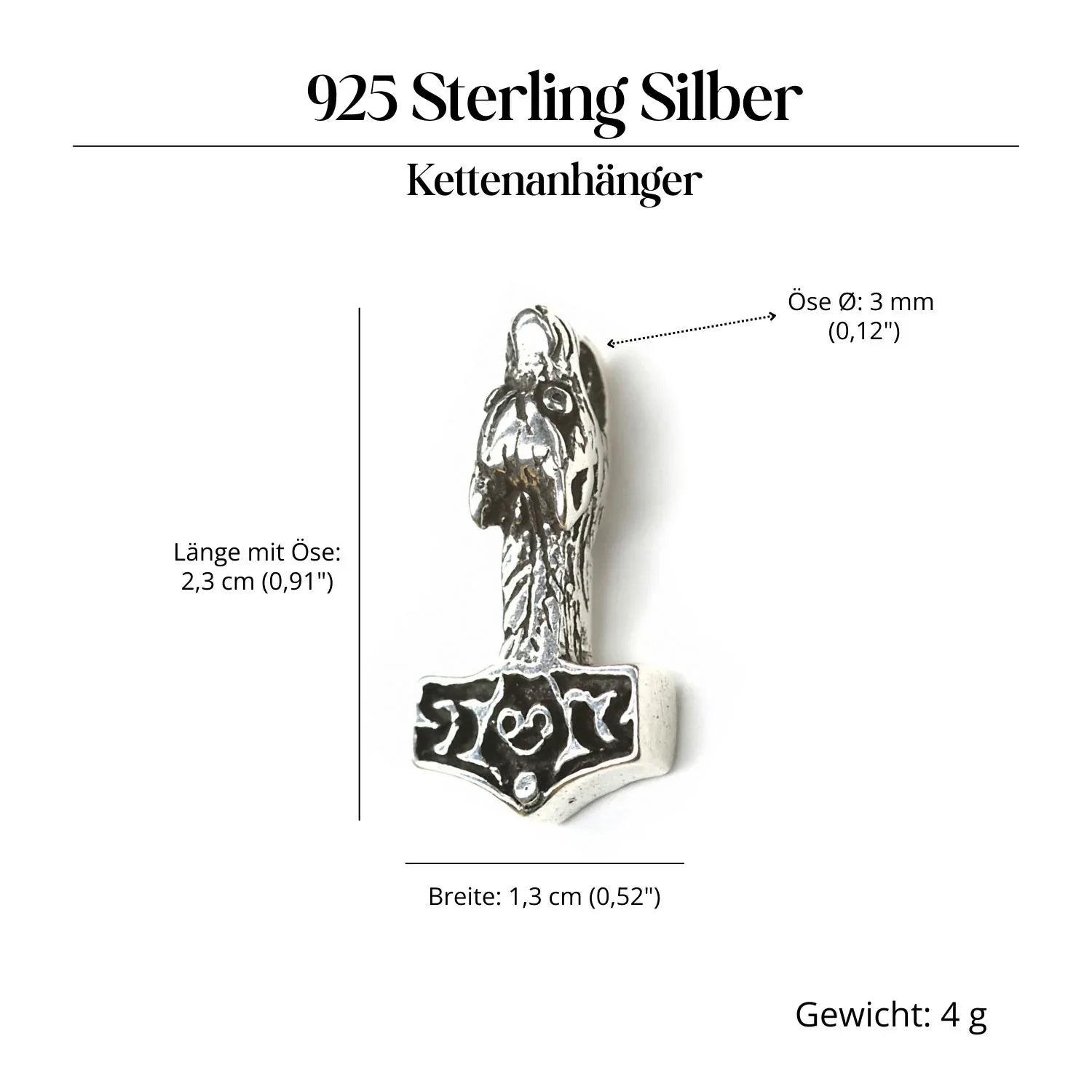 Wolfshammer Schmuck Wikinger Kettenanhänger 925 Silber