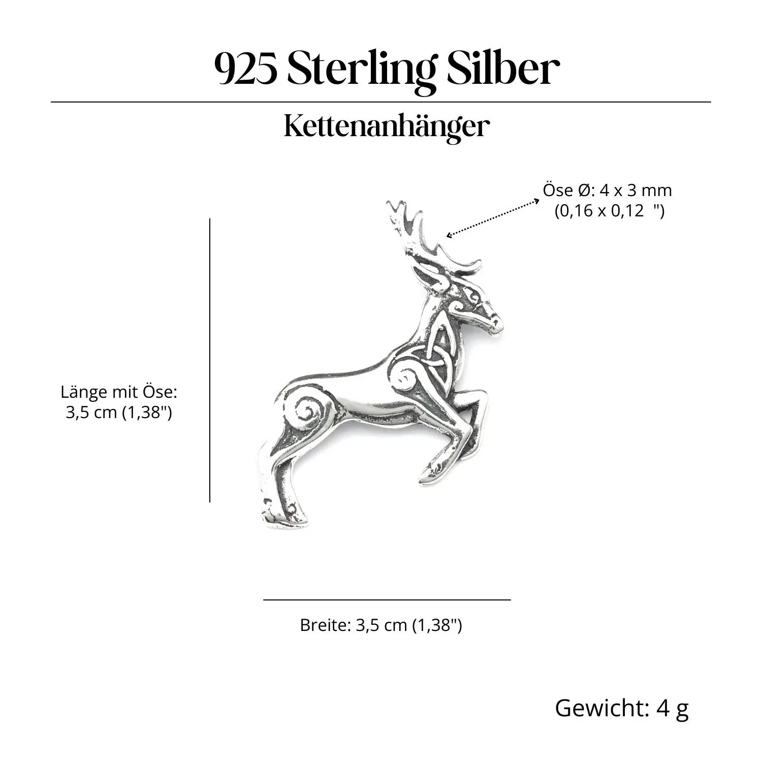 Celtic Deer Jewelry 925 Silver Pendant