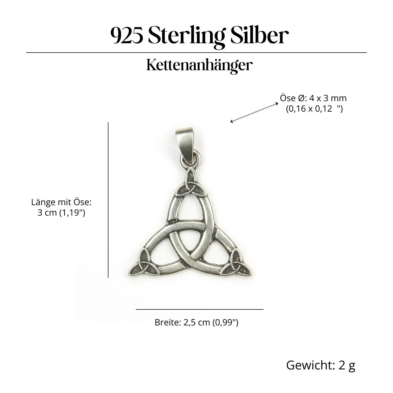Tri-Celtic jewelry 925 silver pendant