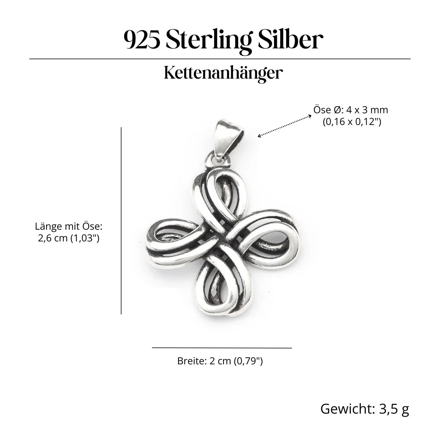 Celtic clover pendant, silver, Celtic necklace pendant, 925 sterling silver