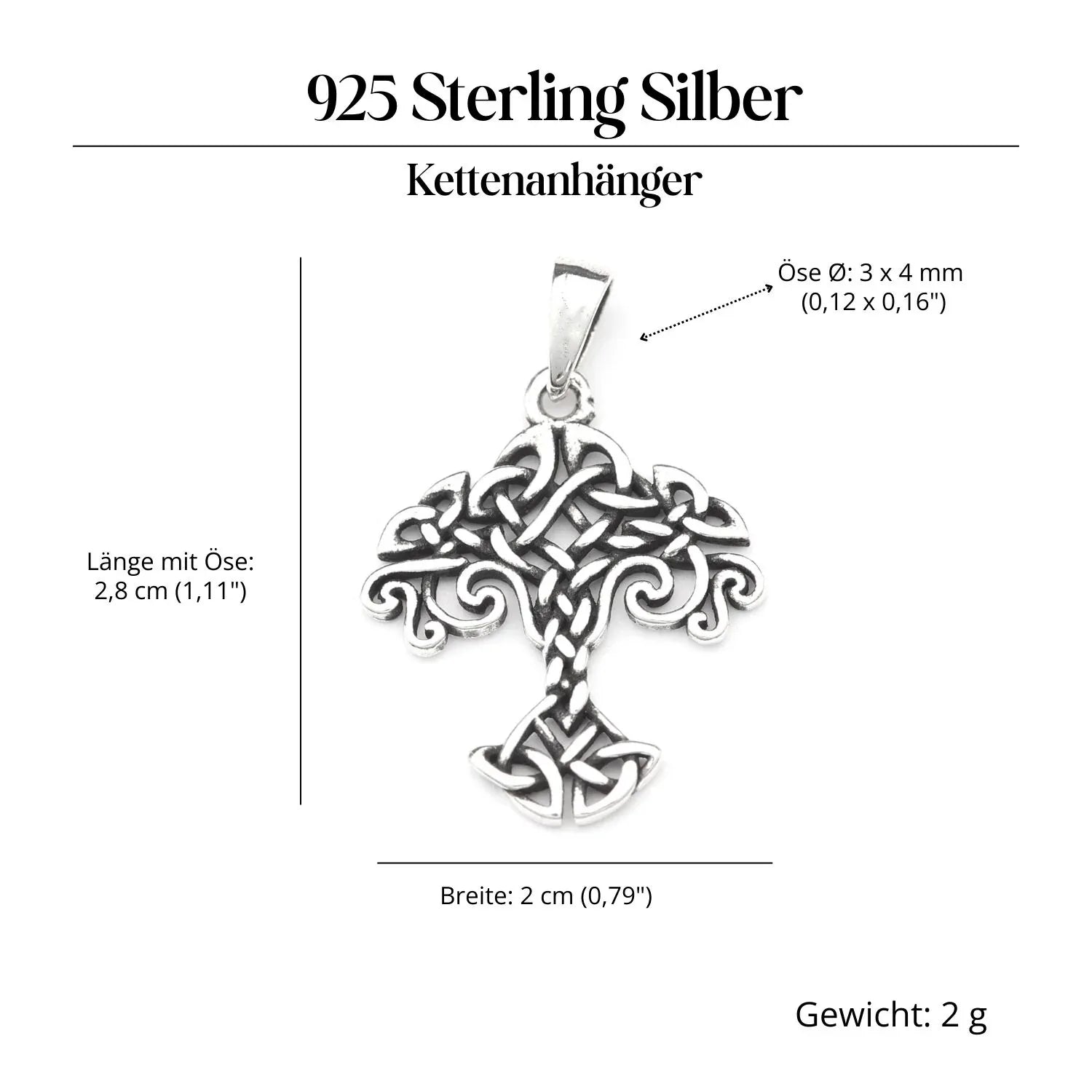 Celtic Knot Tree of Life Silver Pendant 925/000