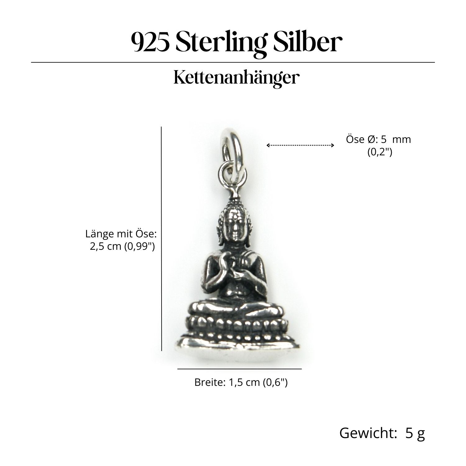 Buddha Silber Amulett Anhänger für Kette 925 Silber