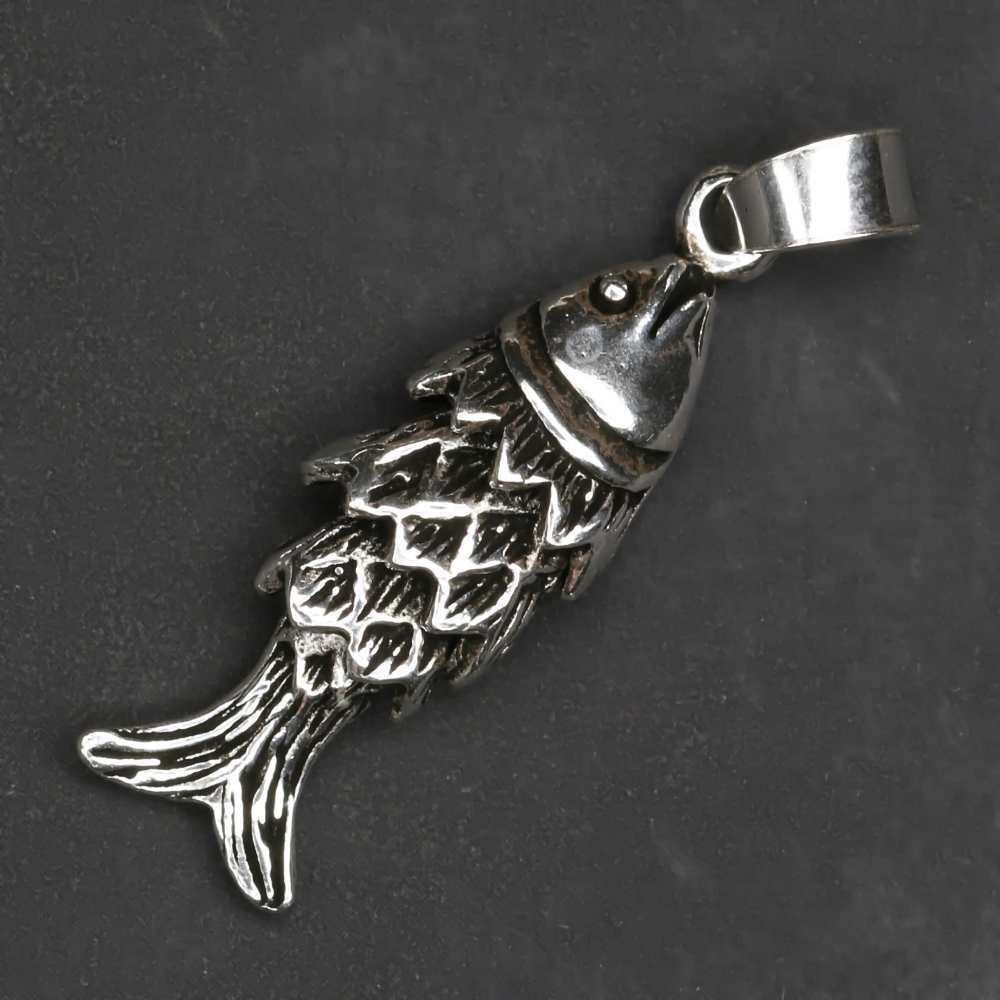 Fisch 925er Silber Anhänger Sterlingsilber Backfisch