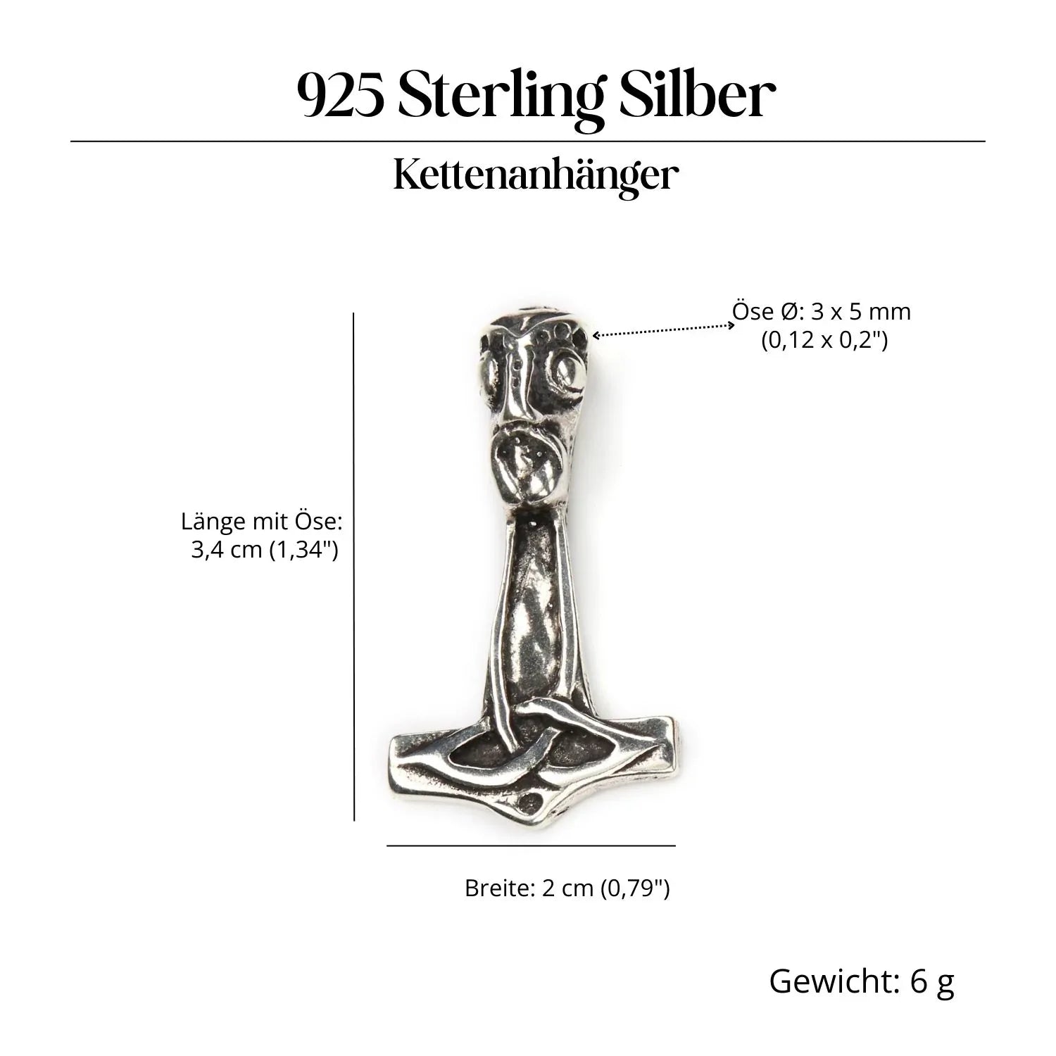 Thor's Hammer Jewelry Pendant 925 Silver Simple
