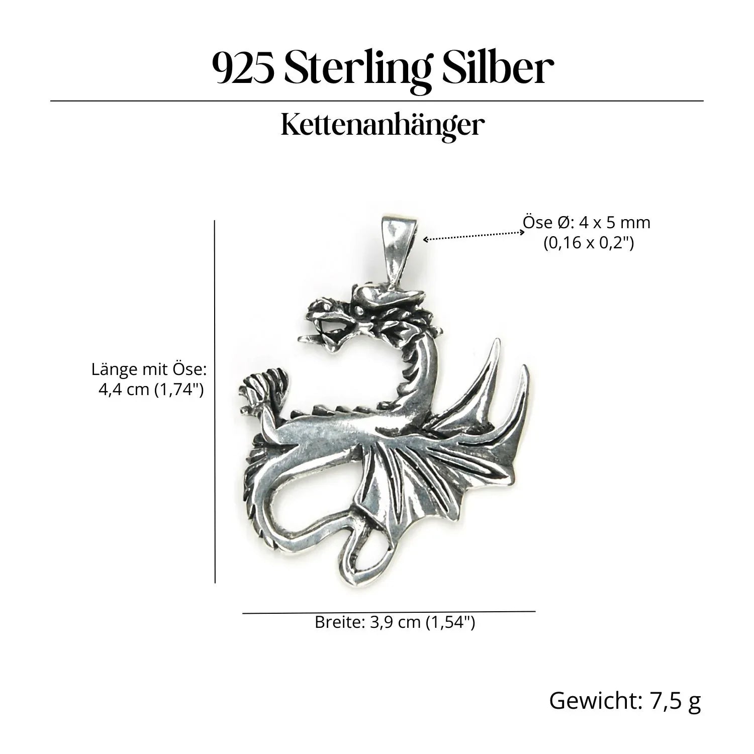Celtic dragon jewelry, 925 sterling silver pendant