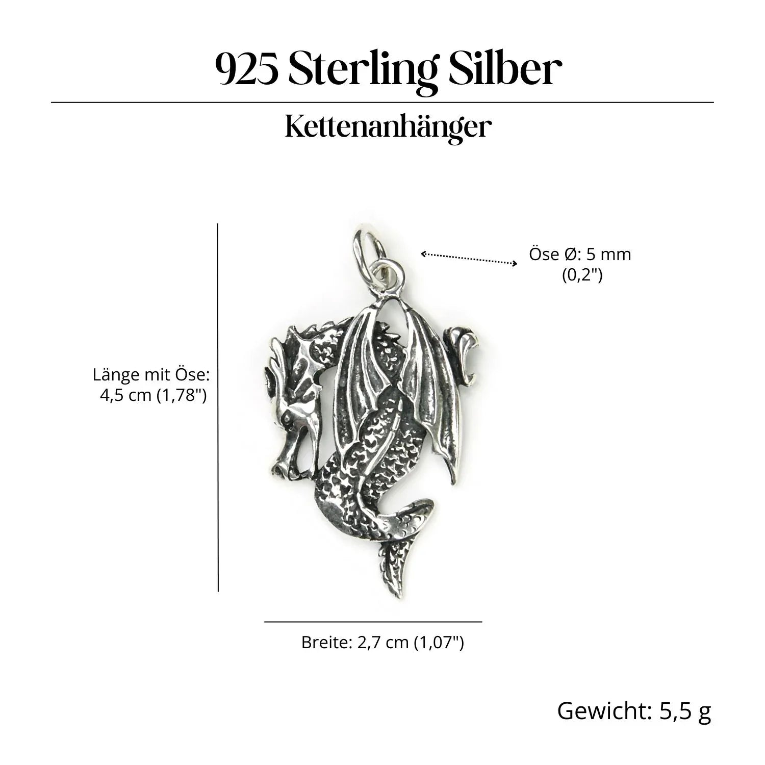 Drache Schmuck Anhänger 925 Sterlingsilber Drachenschmuck
