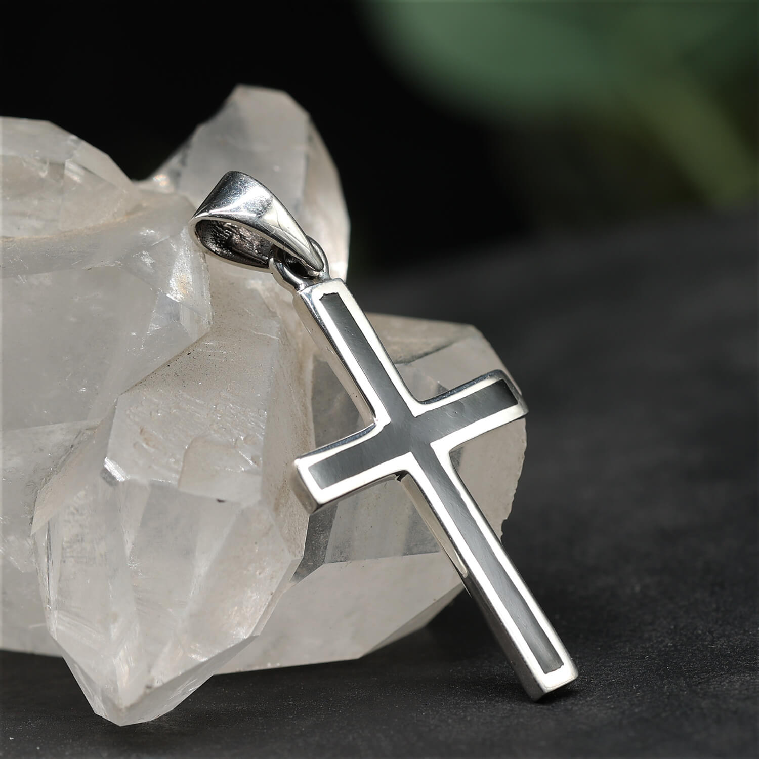 Kreuz mit Onyx Schmuck Kettenanhänger Silber 925