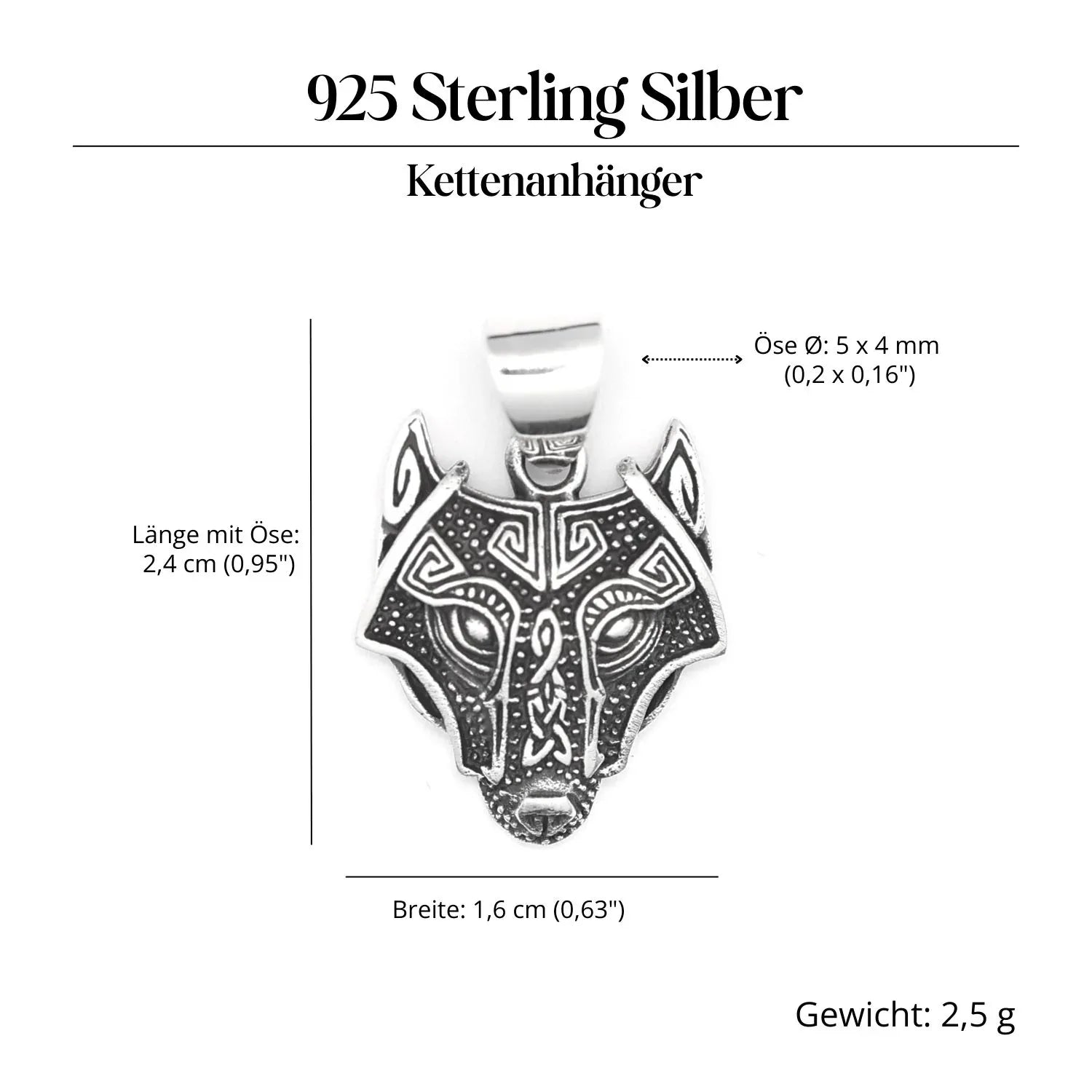 Fenris Wolf Anhänger Schmuck 925 Silber Kettenanhänger