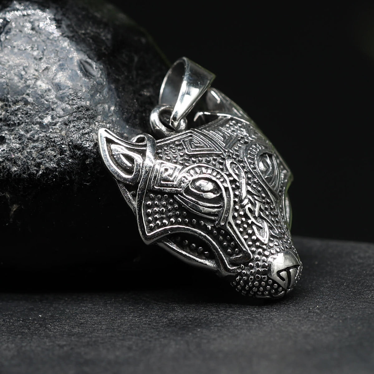 Fenrir Wolf Pendant, Mystical Fenrir Necklace Pendant, 925 Silver