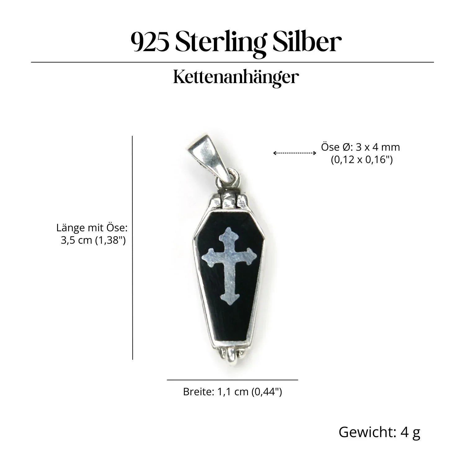 Coffin Medallion Gothic 925 Silver Jewelry Pendant Vampire Jewelry