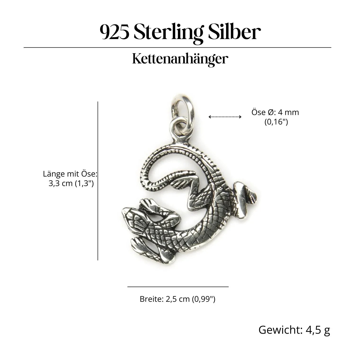 Gecko Jewelry Pendant Lizard Silver Jewelry 925/000