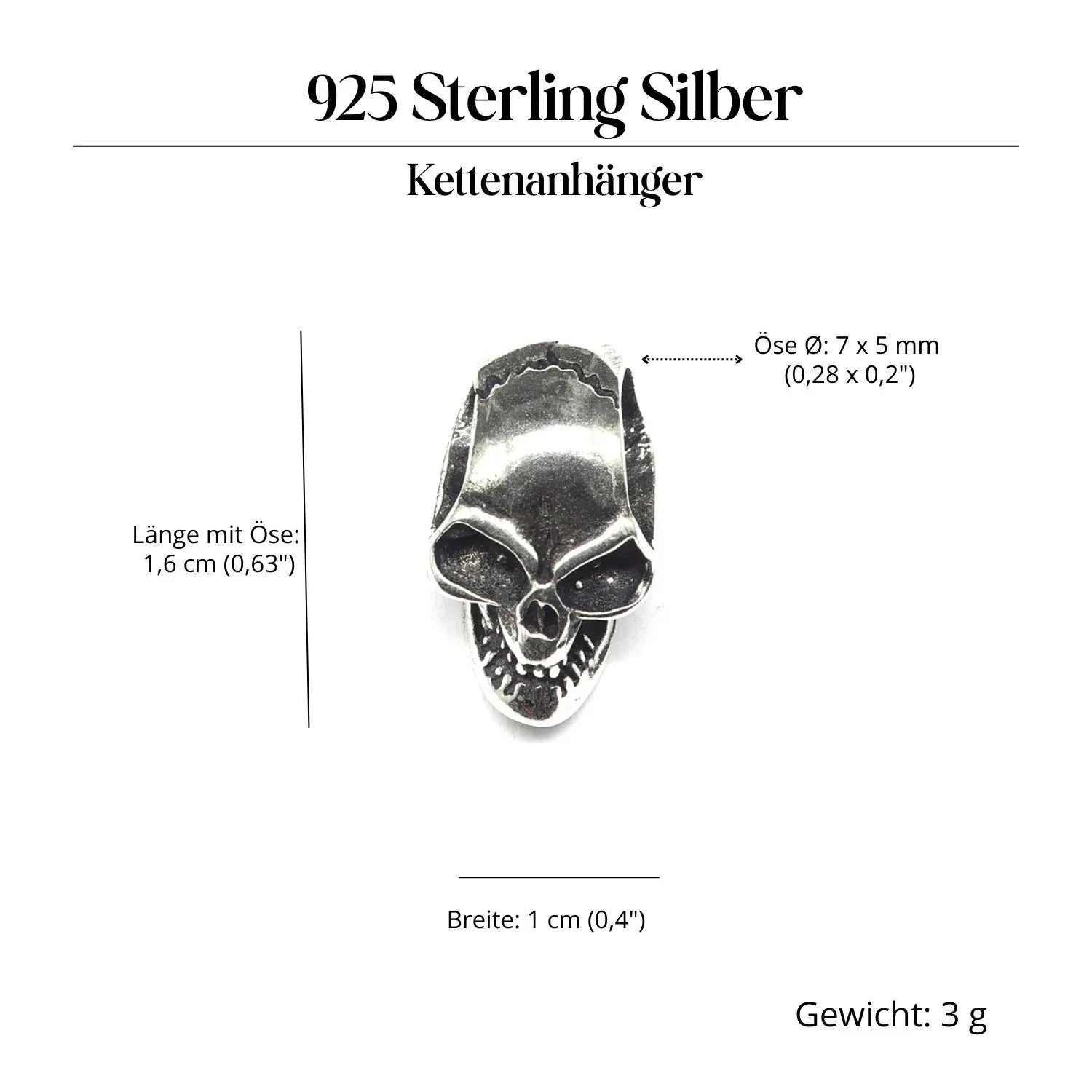 Skull Jewelry Pendant 925 Silver Skull Gothic