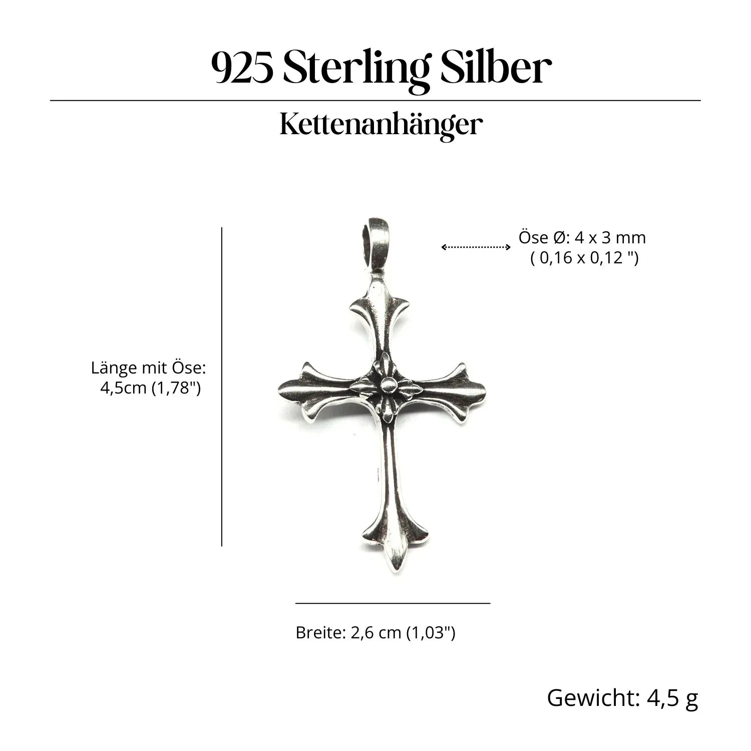 Delicate cross jewelry pendant, 925 silver