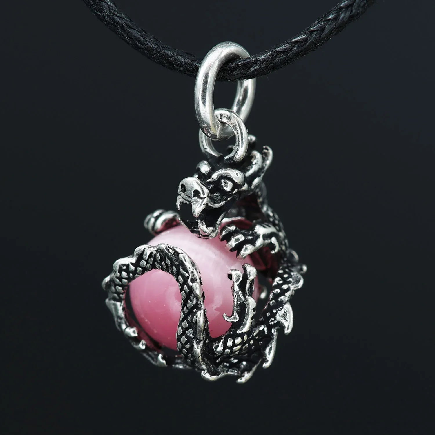 Dragon jewelry with rotating ball pendant, 925 silver