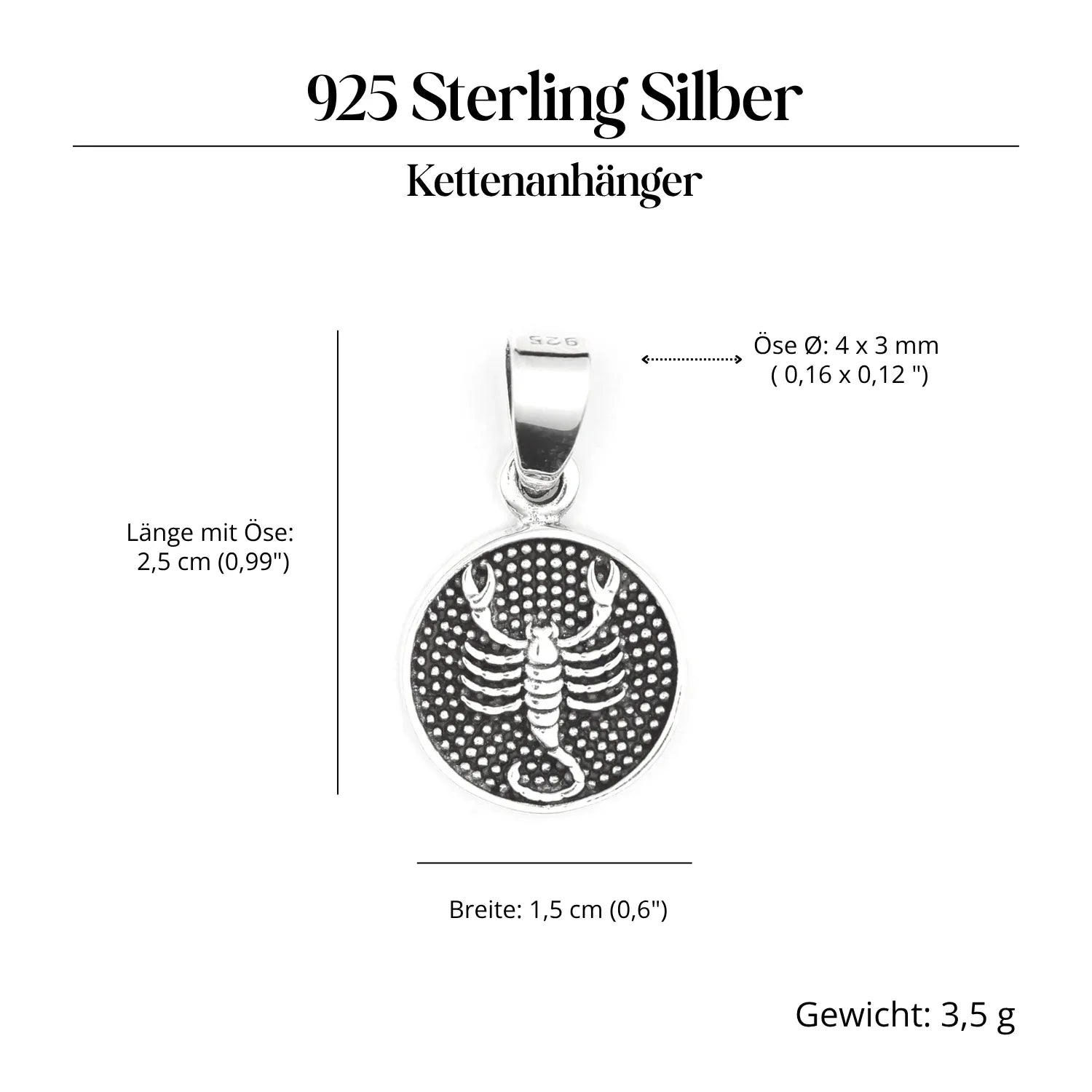 Skorpion Sternzeichen Fische Silber 925 Anhänger edel eidseitig