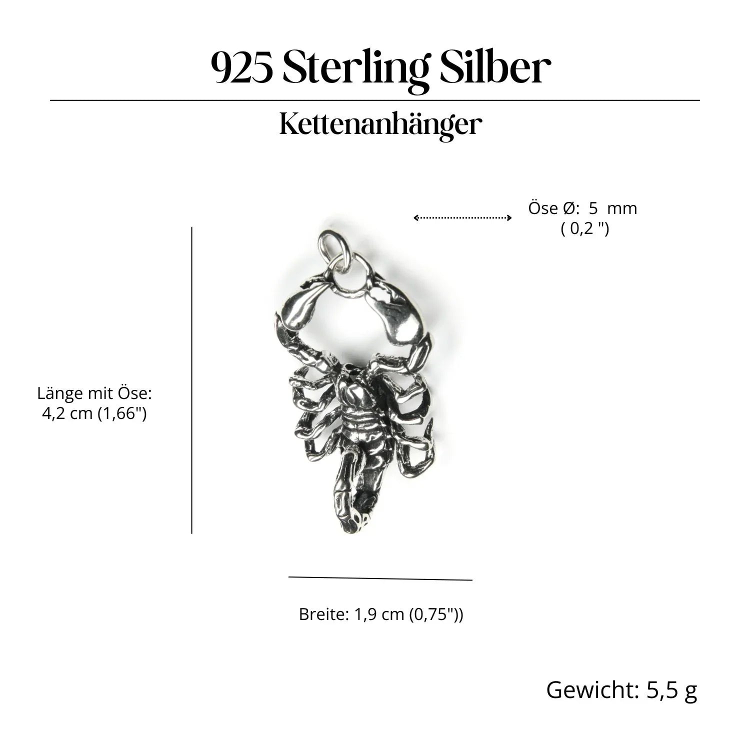 Skorpion Silberanhänger ausgefallener Schmuck 925 Silber Kettenanhänger