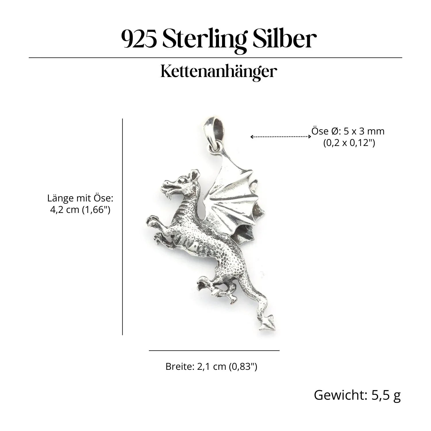 Welsh Drachen Schmuckanhänger 925-er Silber Amulett Wales