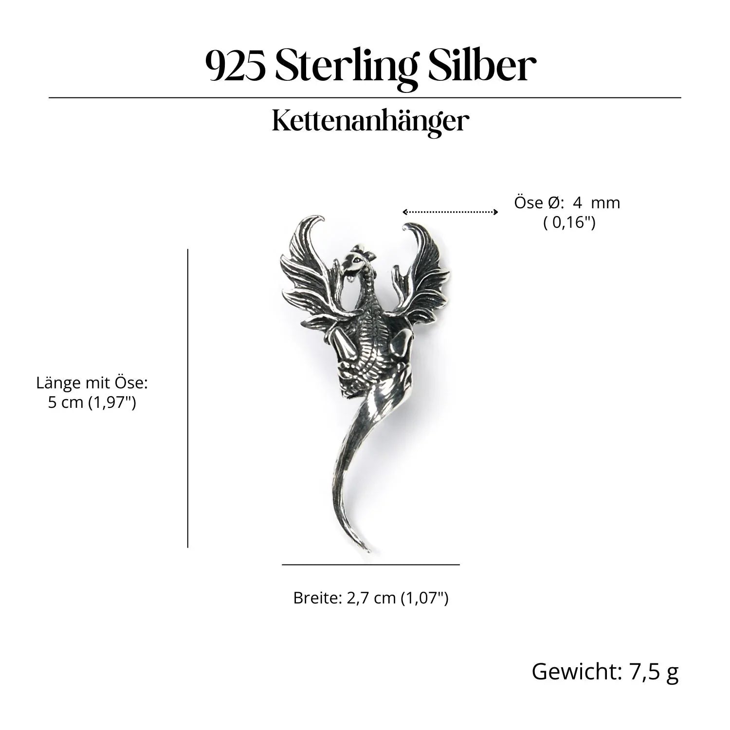 Phenix Silberanhänger ausgefallener Schmuck 925 Silber Kettenanhänger