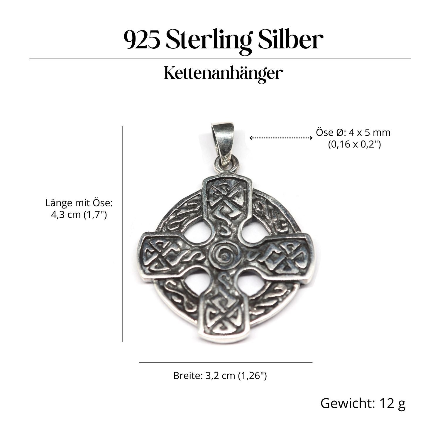 Keltenkreuz Silberschmuck Anhänger 925 Sterlingsilber massiv