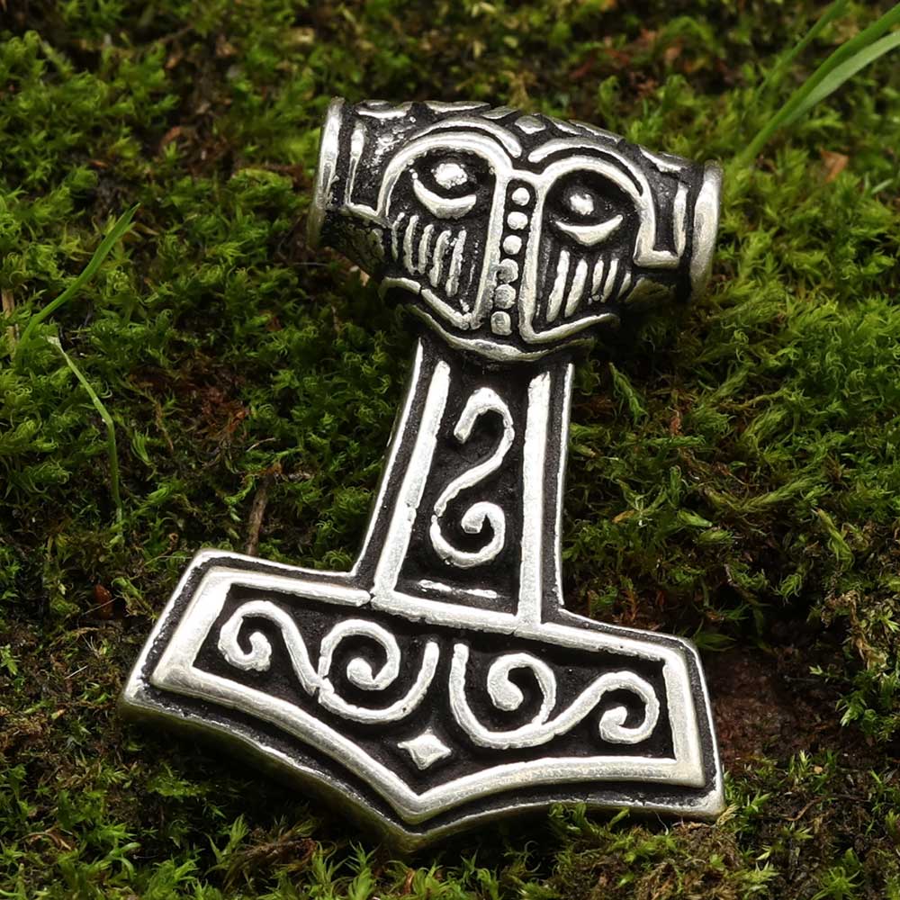 Thors Hammer Silber Anhänger groß massives Sterlingsilber