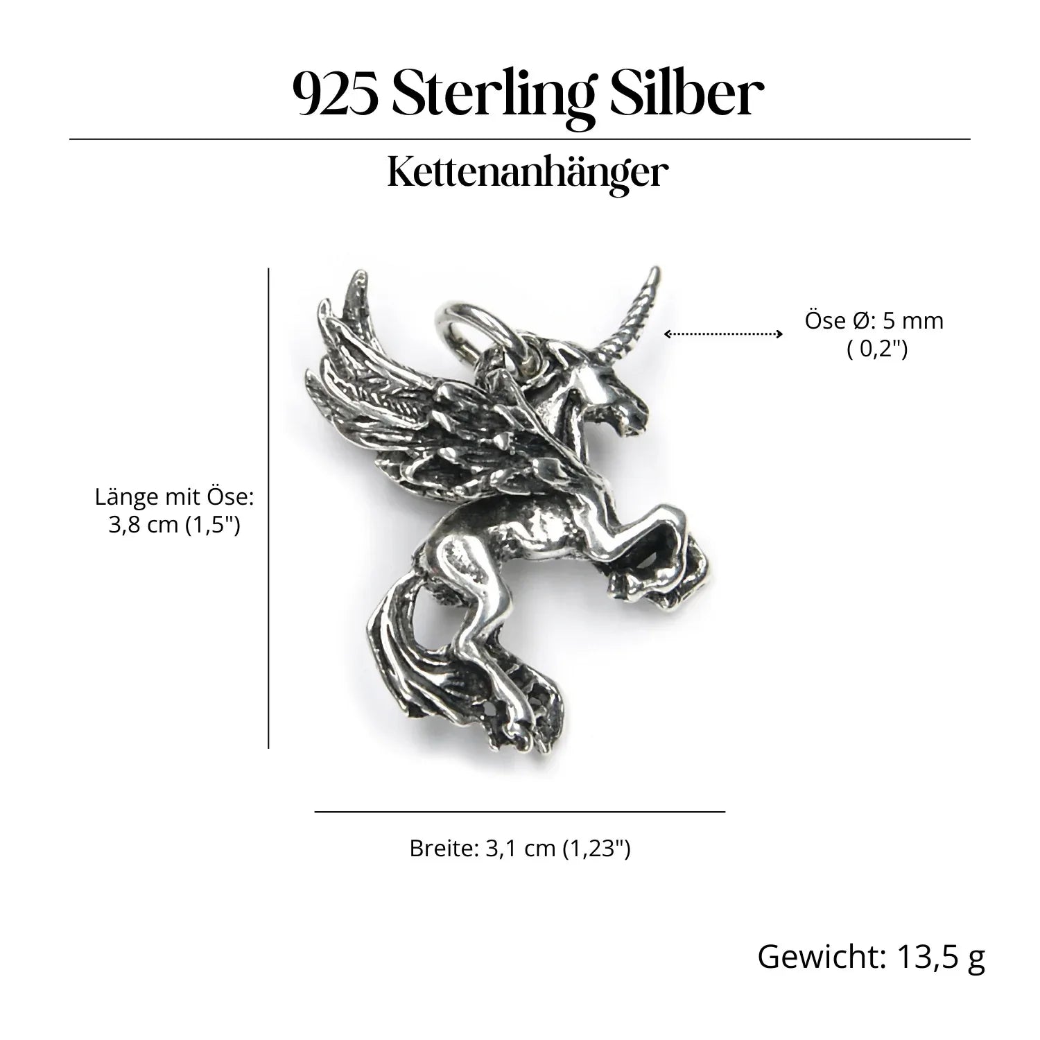 Pegasus Silberanhänger massives Sterlingsilber ausgefallenes Design