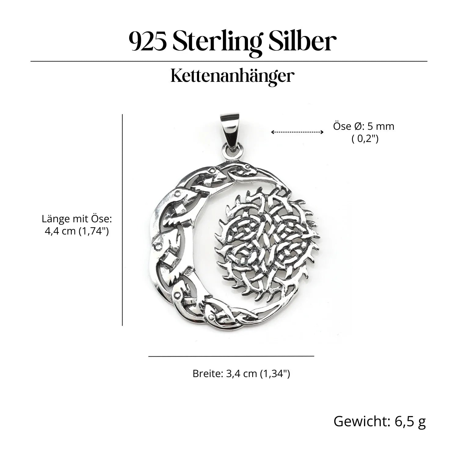 Sonne Mond Silberanhänger massives Sterlingsilber ausgefallenes Design