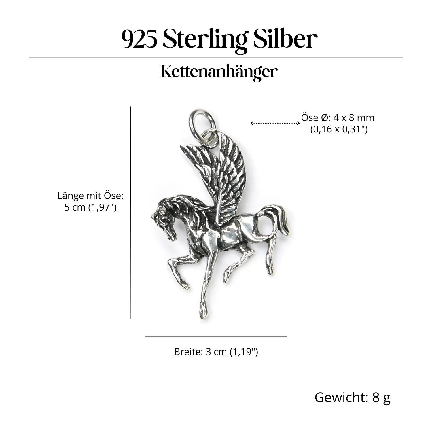 Pegasus Silberanhänger massives Sterlingsilber ausgefallenes Design