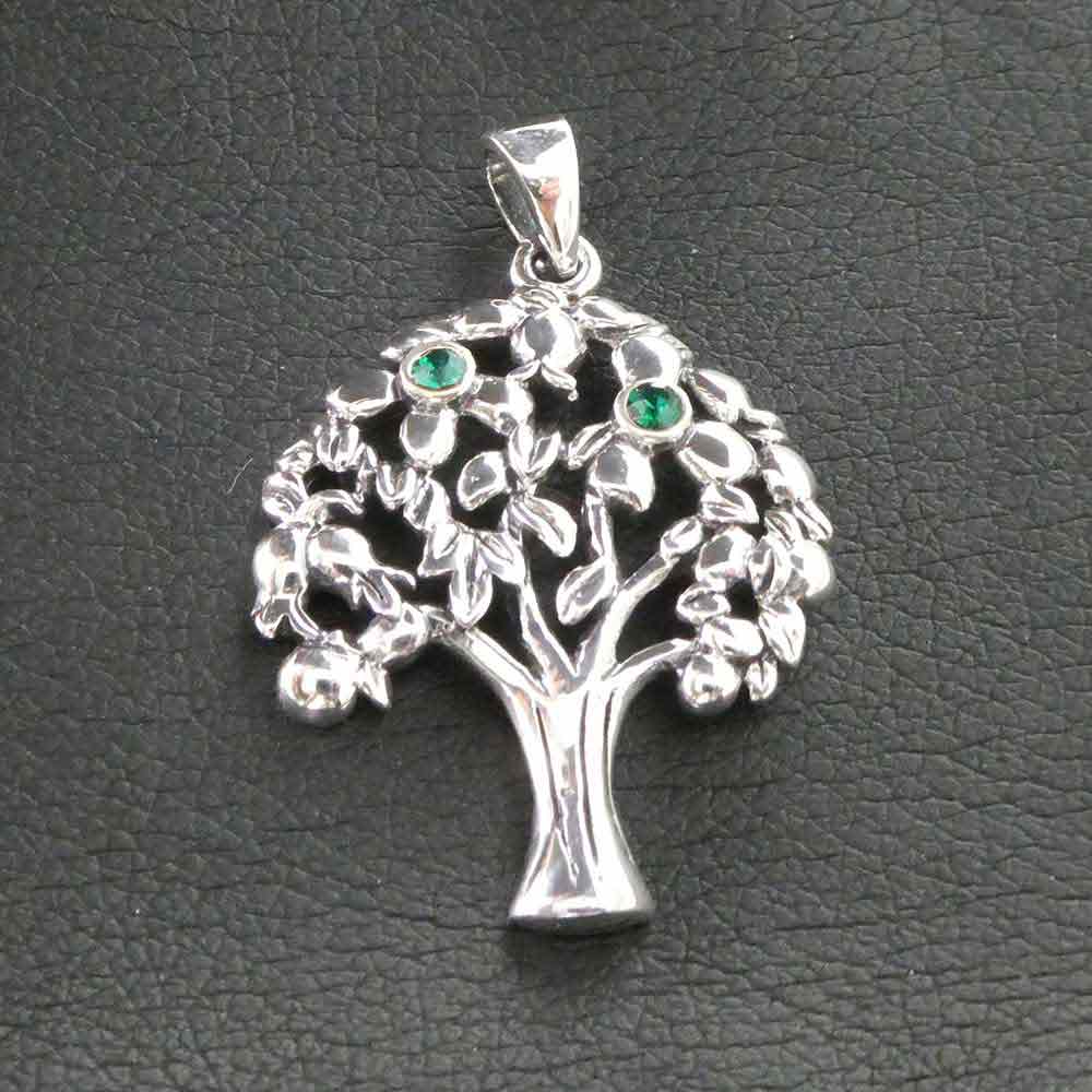 Lebensbaum Kette Schmuck Zirkonia grün