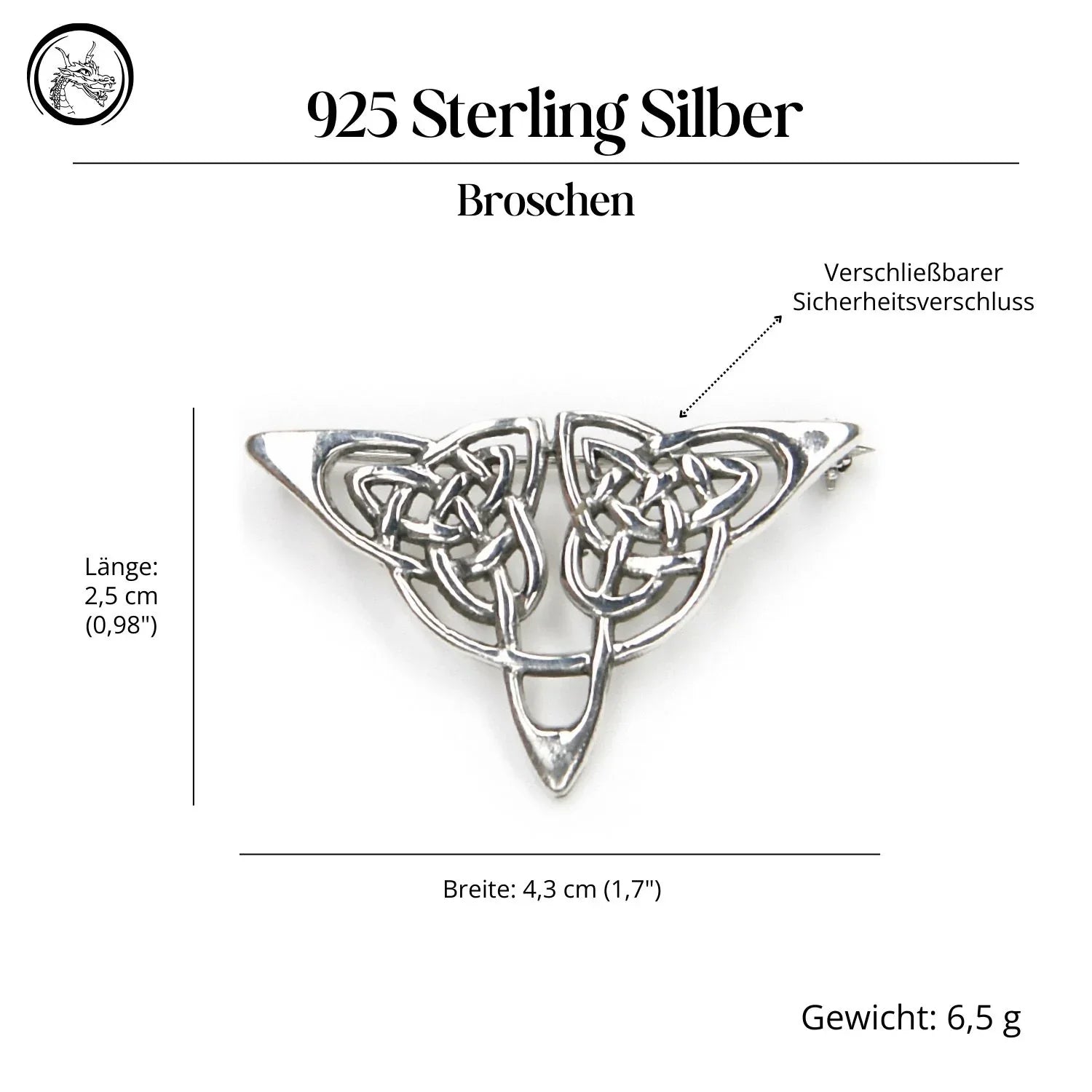 Dreieck Kelten Silber Brosche Mittelalter Gewandnadel Sterlingsilber