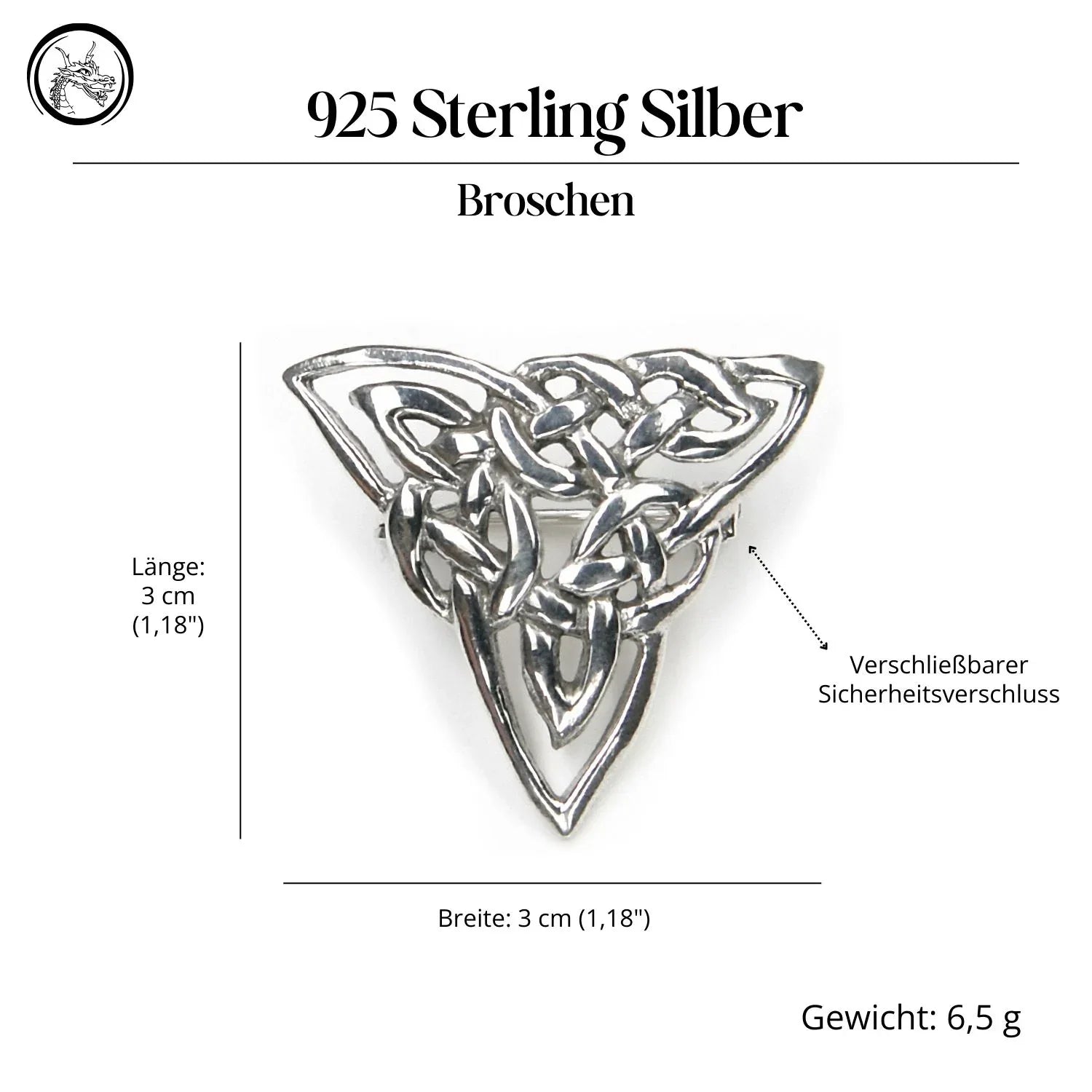 Kelten Silber Brosche Mittelalter Gewandnadel Sterlingsilber