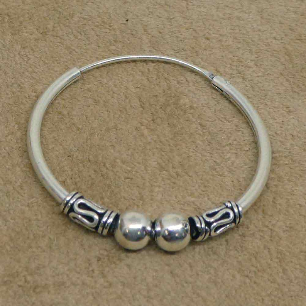 Creole Silber 26mm Creole mit Kugel und Verzierung