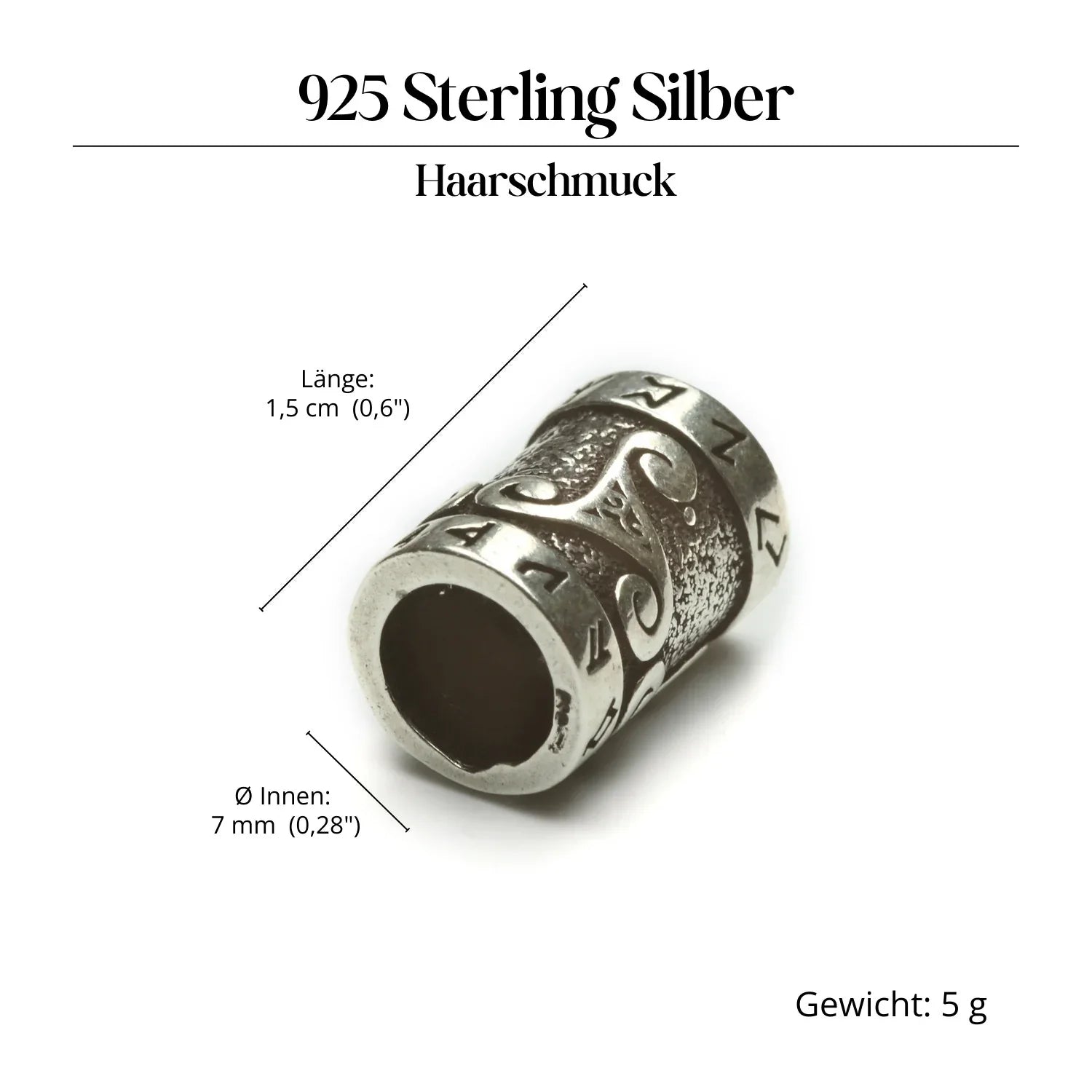 Triskel Bartschmuck 925 Silber Haarperle aus Sterlingsilber