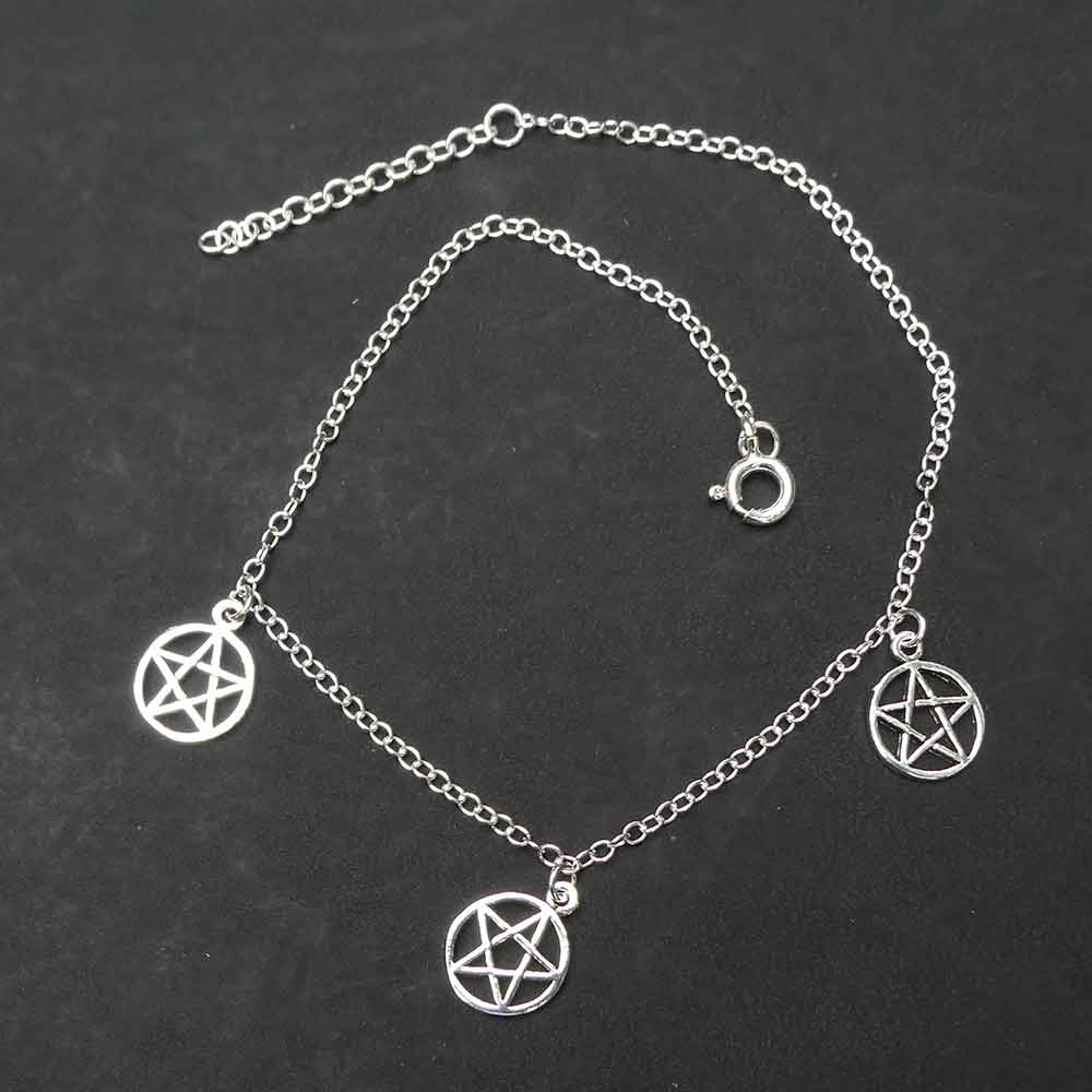 Fußkettechen Pentagramm 925 Silber Sommerschmuck Fußschmuck Fußkette