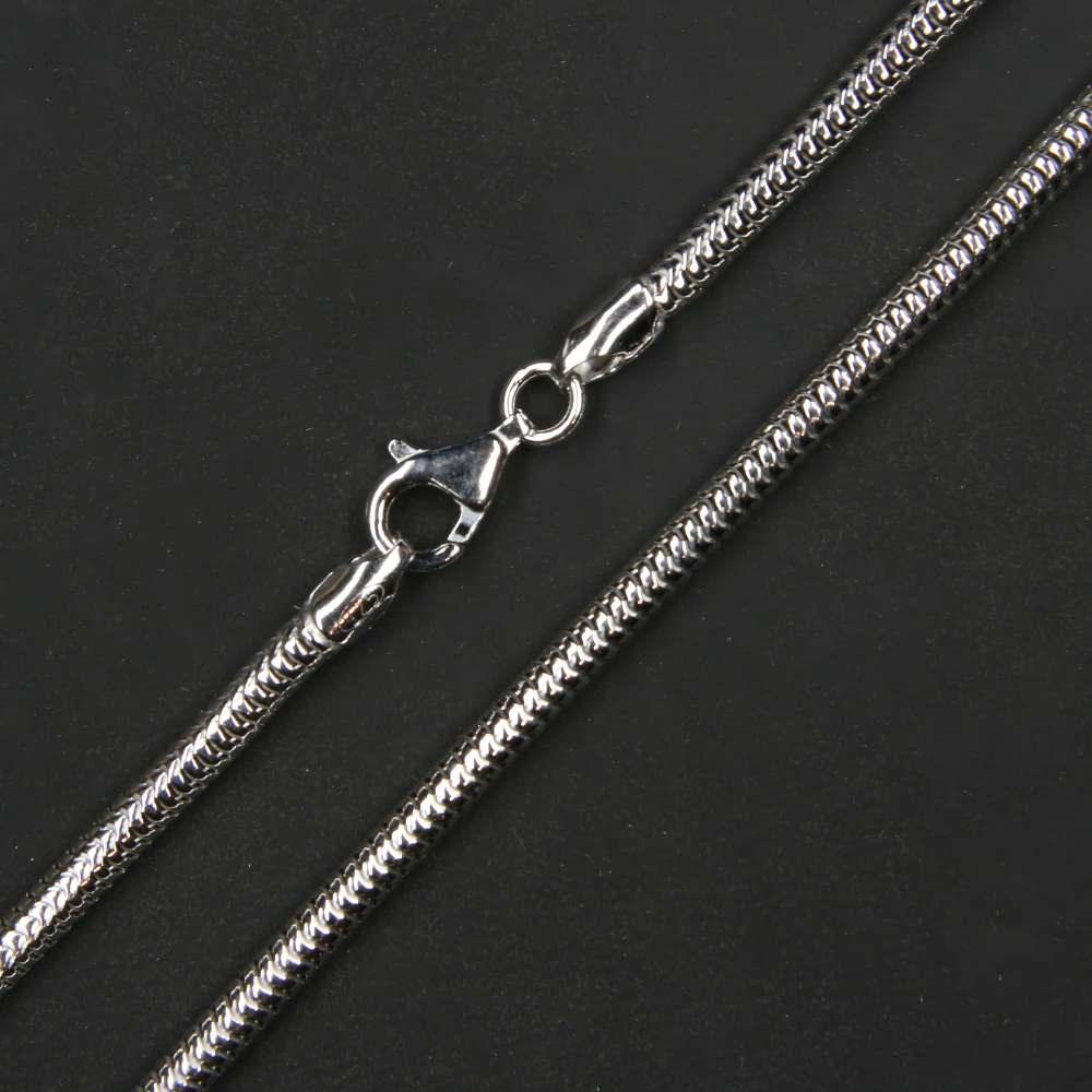 Echte Schlangenkette rhodiniert 3mm Silberkette dick Damen Herren