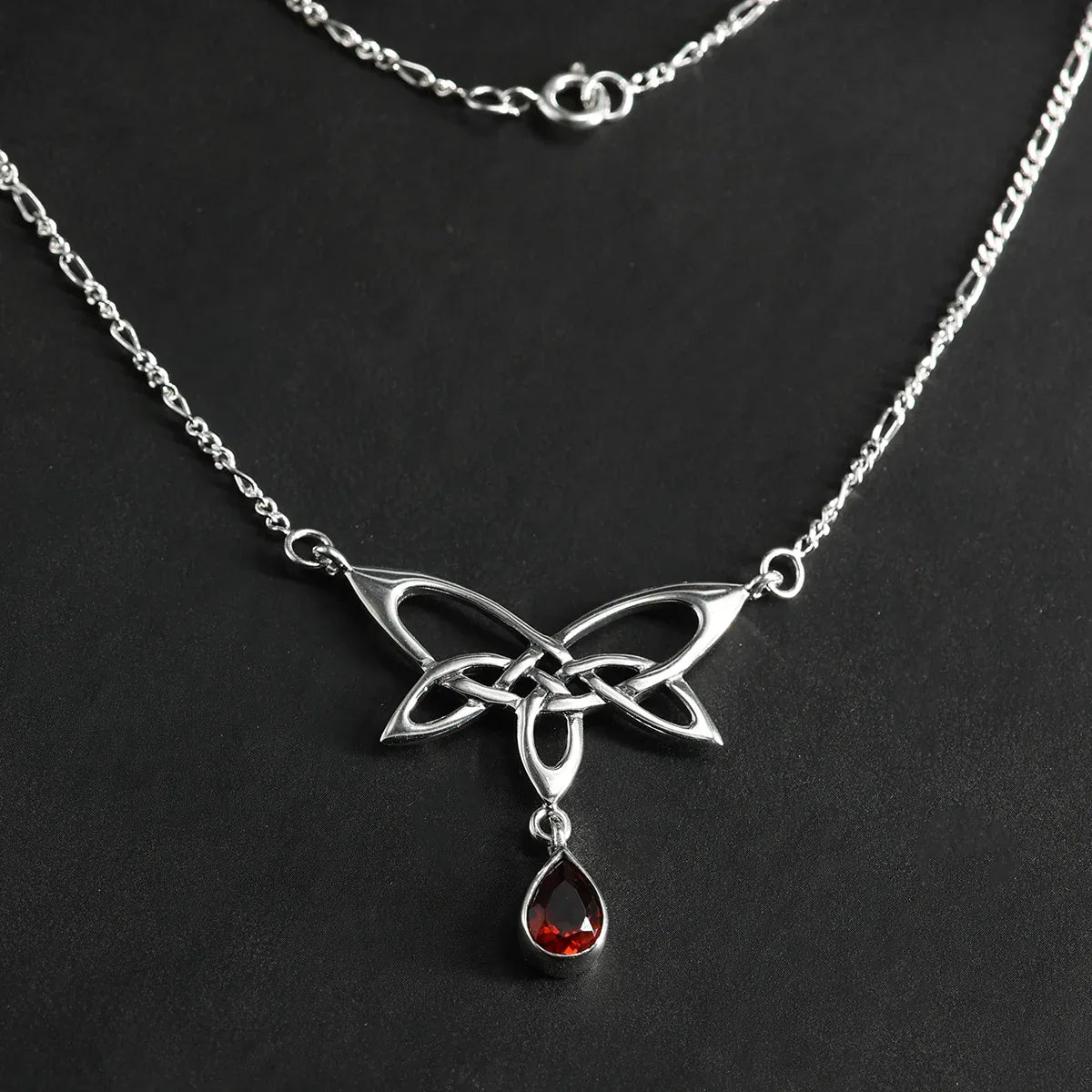 Granat Kelten Collier 925 Silber Halskette Silberschmuck