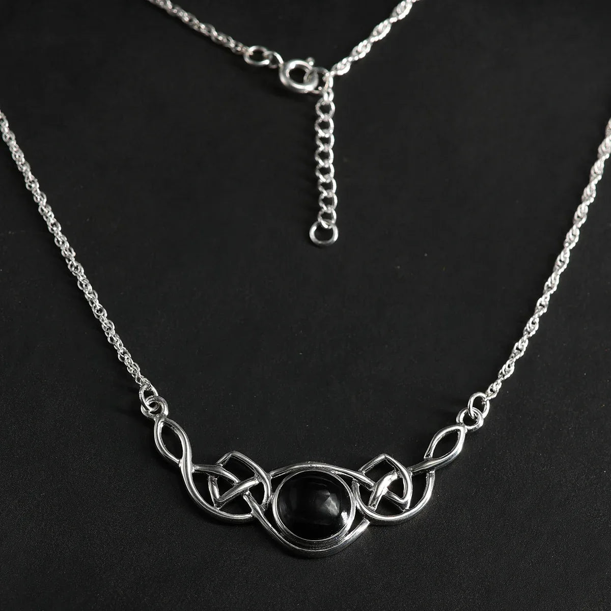 Onyx Kelten Collier 925 Silber Halskette Silberschmuck