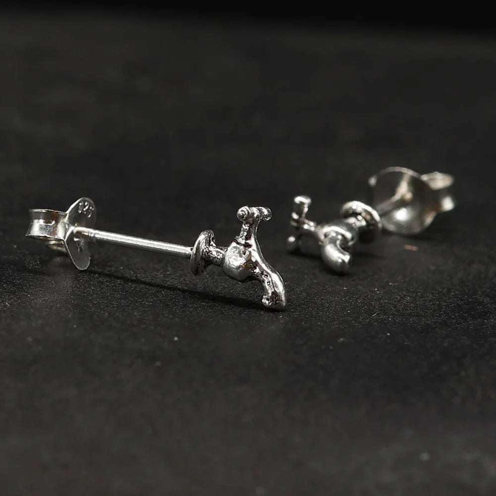 Wasserhahn Ohrstecker ungewöhnliche Ohrringe 925 Silber lustig Handwerker