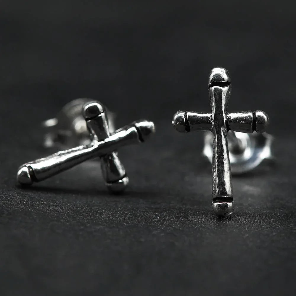 Silber Ohrstecker Kreuz schlichter Ohrschmuck