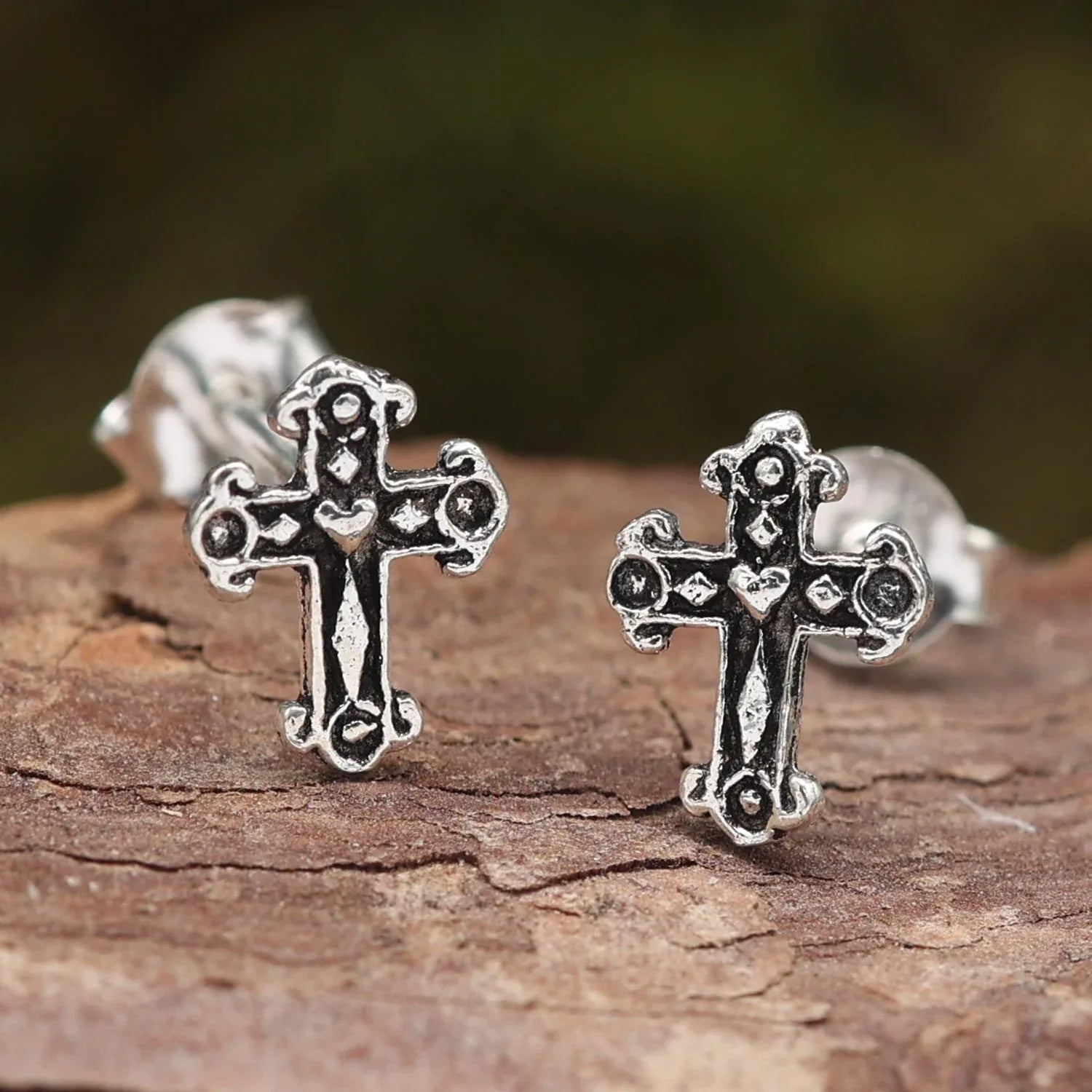 Kreuz Ohrstecker 925 Silber Ohrschmuck Gothic