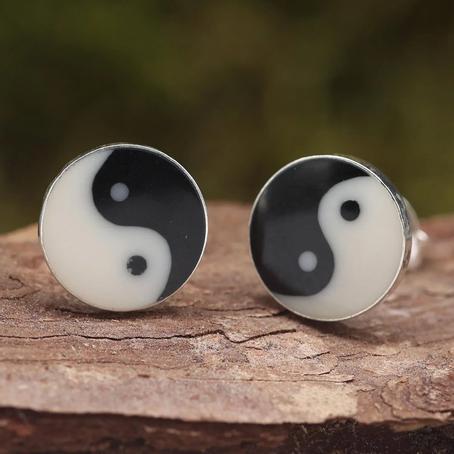 Jing Jang Ohrstecker ausgefallene 925 Silber Ohrringe