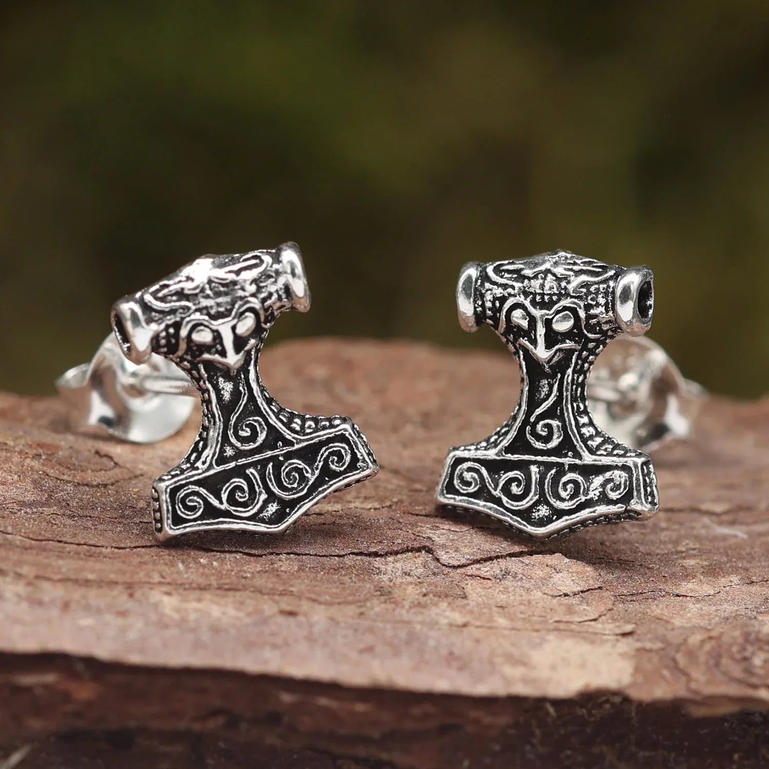 Thorshammer Ohrstecker ausgefallener Schmuck aus Sterlingsilber