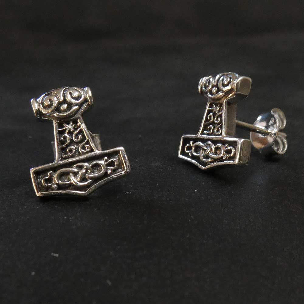 Große Thorshammer Ohrstecker 925 Silber Ohrschmuck Wikinger Schmuck