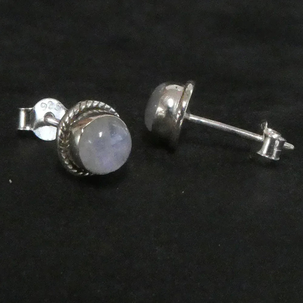 Ohrstecker Mondstein und 925 Silber edler Damen Ohrschmuck Handarbeit