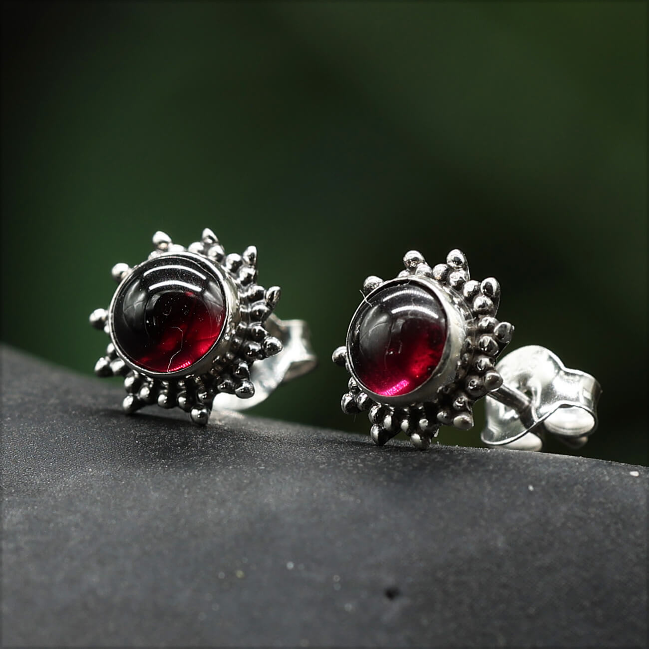 Granat Ohrstecker Silber Edelstein Ohrringe Steinschmuck 925