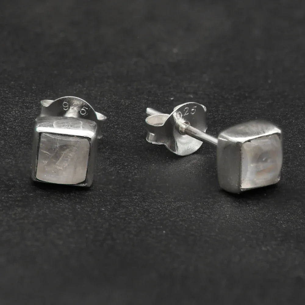 Ohrstecker 925 Silber Mondstein handarbeit Ohrschmuck mit echten Edelsteinen