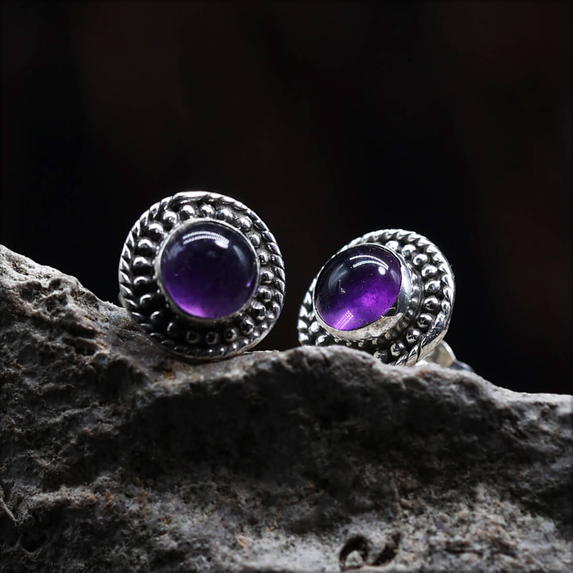 Ohrstecker Amethyst 925 Silber Damen Edelstein Ohrringe Steinschmuck